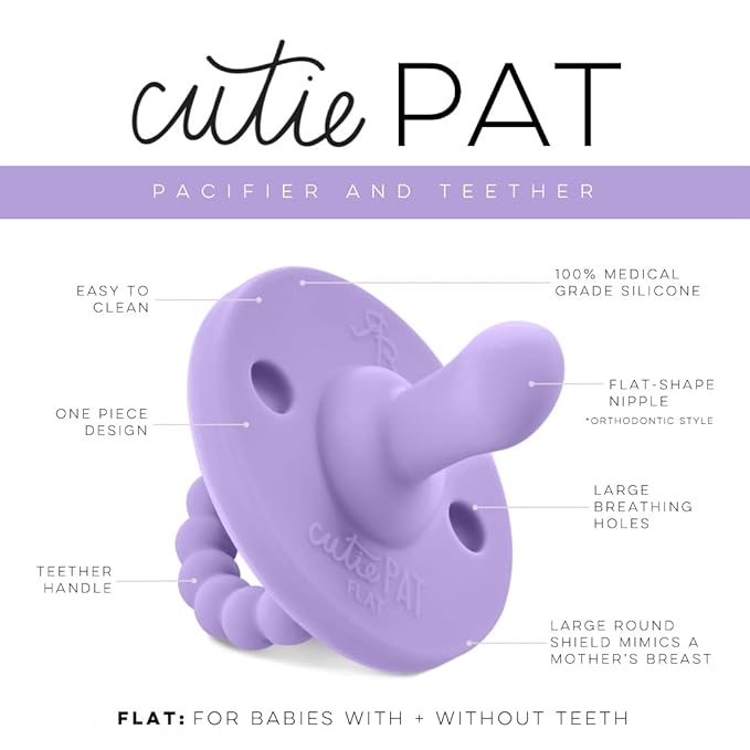 Ryan & Rose Cutie PAT Pacifier Teether (Flat, Orchid)