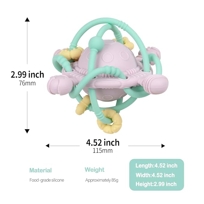 Baby Teething Toy - Teether Ball with Rattle
