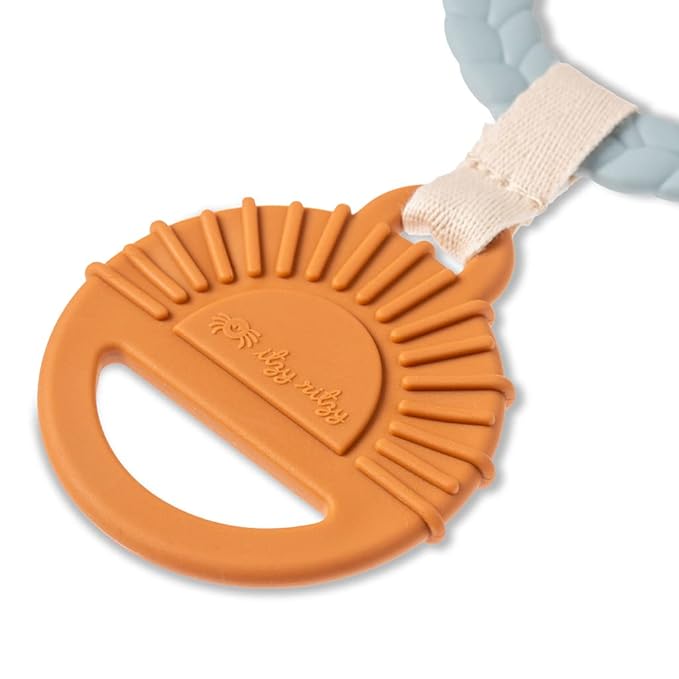 Itzy Ritzy Teething Activity Toy - Bitzy Busy Ring Infant Teething Toy Features Braided Ring & Dangling Toys, Includes Teether 0 Months