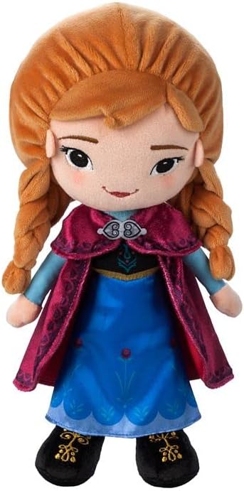 Disney Store Official Princess Plush Doll (Anna from Frozen) Medium 14 Inches, Princess Dolls with Embroidered Features