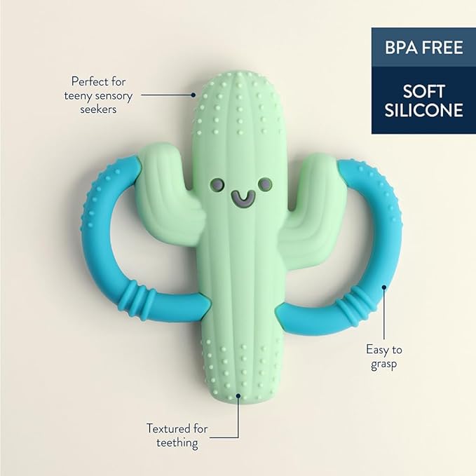 Itzy Ritzy Cactus-Shaped Baby Teether with Handles; Silicone Teether 3 Months