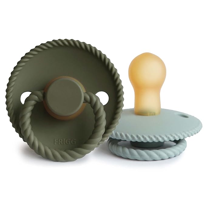 FRIGG Rope Natural Rubber Baby Pacifier | Made in Denmark 0-6 Months)