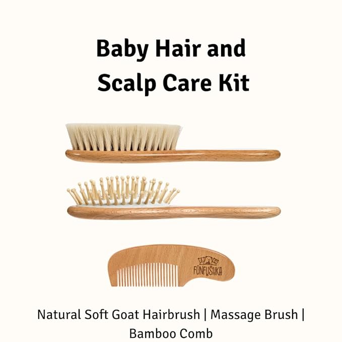 Baby Hair Brush Set for Newborns & Toddlers - Baby Brush and Comb Set with Soft Bristle Hair Brush Perfect for Cradle Cap, Newborn Showers & Registries Gift, Comb Brush for Girls & Boys