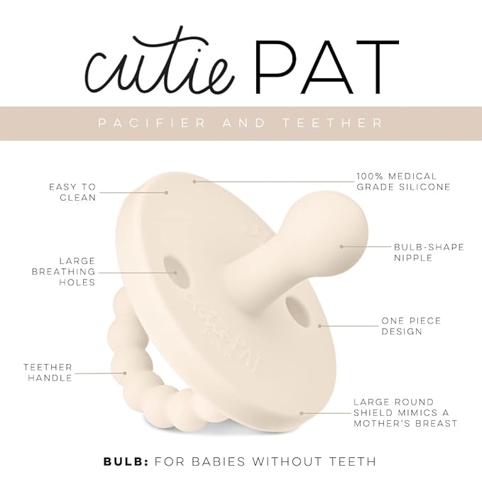 Ryan & Rose Cutie PAT Pacifier Teether (Bulb, Ivory)