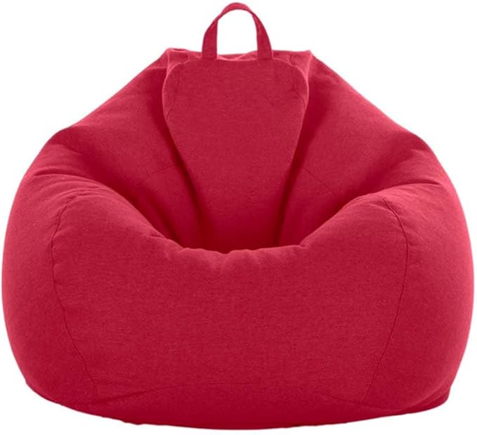 Stuffed Animal Storage Bean Bag Cover (No Filler) Extra Soft Beanbag Seat Chair Covers-Cotton Linen Memory Foam Beanbag Replacement Cover for Adults Children Without Filling