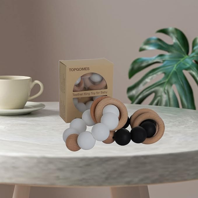 Silicone Baby Teether, Food Grade Silicone & Beech Baby Teething Toy