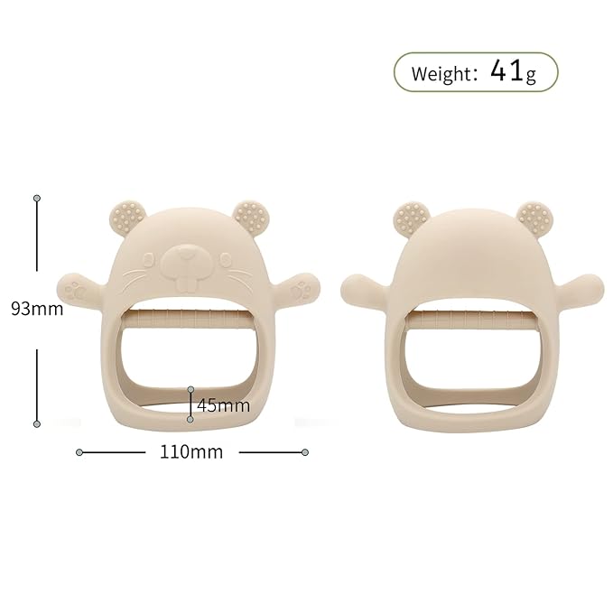 Baby Teether Toy, Anti-Drop Silicone Baby Mitten Teether for Soothing Teething Pain Relief Groundhog(1 Packs)