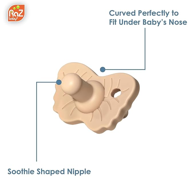 RaZbaby RaZzies Pacifier 3-Pack for Newborns &Infants 0m+ - Natural Nipple Shaped BPA Free Medical Grade Silicone 1 Piece 3-Pack)