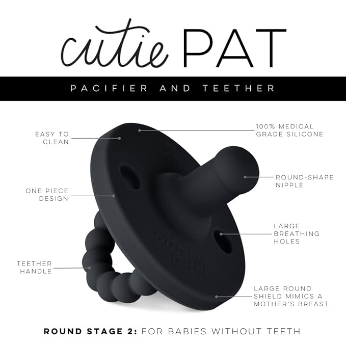 Ryan & Rose Cutie PAT Pacifier Teether (Stage 2, Black)