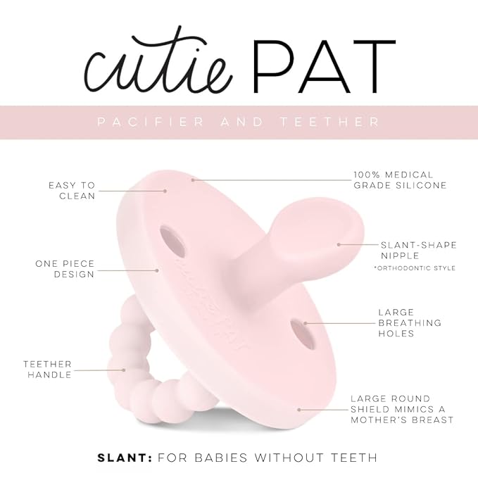 Ryan & Rose Cutie PAT Pacifier Teether (Slant, Pink)