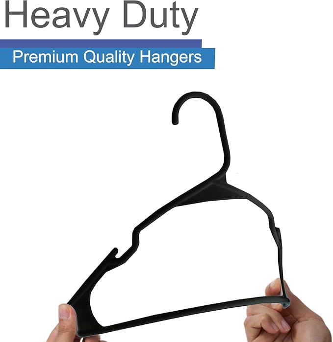 Kids and Babies Plastic Hangers - Space-Saving, Durable, and Cute Closet Organization Solution, 60 Pack (Black)