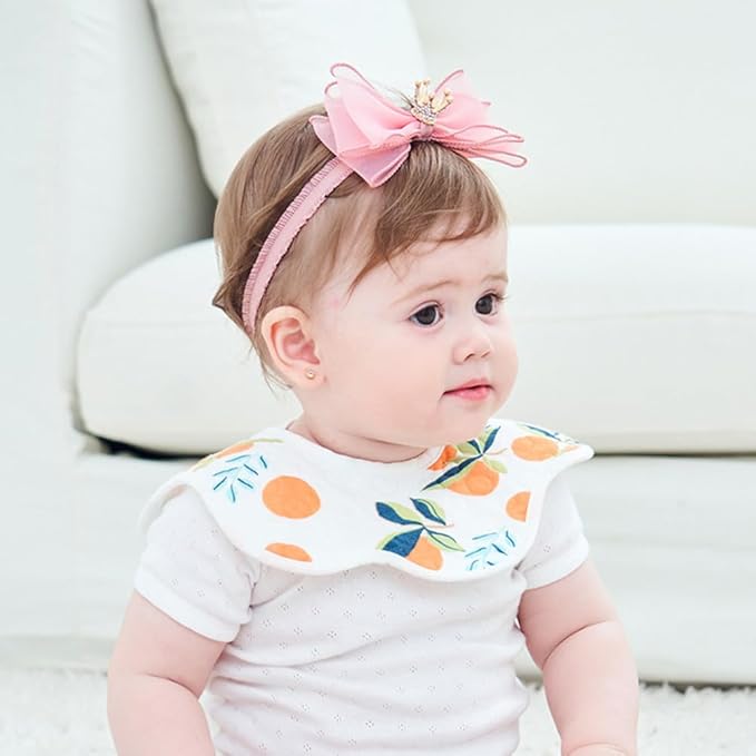 Cute Baby Girl Headband with Lace Bow and Crown Elastic