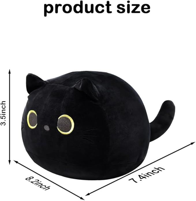 iBccly 8" Black Cat Plush Toy Black Cat Pillow,Soft Plush Doll Cat Plushie Cat Pillow 8 in)