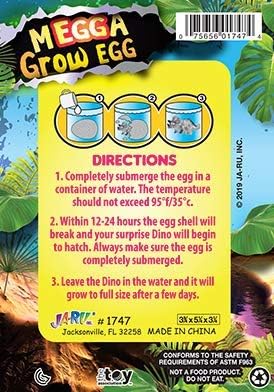 JA-RU Giant Dinosaur Eggs Water Growing Toys (6 Eggs) Animals That Grow in Water for Kids. Dinosaur Goodie Bags, Science Party Favors 1747-6p