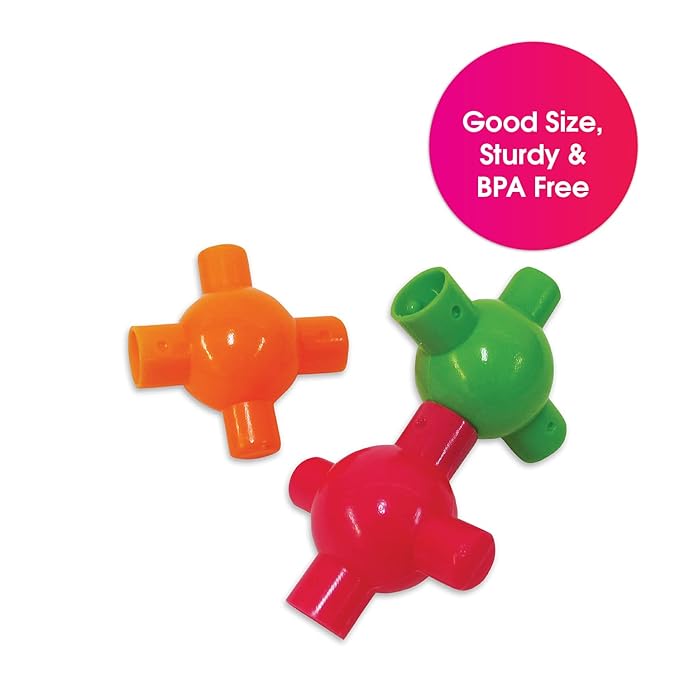 Edushape Sensory Kiddy Connects Baby Toy, 72 PC - Colorful & Textured Color Sensory Connects 12 Months