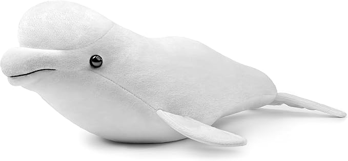 Simulation White Beluga Whale Plush Toy - Long Lifelike Delphinapterus leucas Doll Whale Stuffed Toys, Super Soft Realistic Sea Animals Beluga Whales Plush Gift Collection For Kids 16Inches