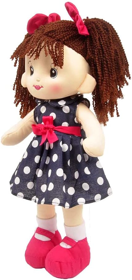 Linzy Toys, 16'' Betty Soft Plush Rag Doll with Polka Dots Dress (92640AZUL)