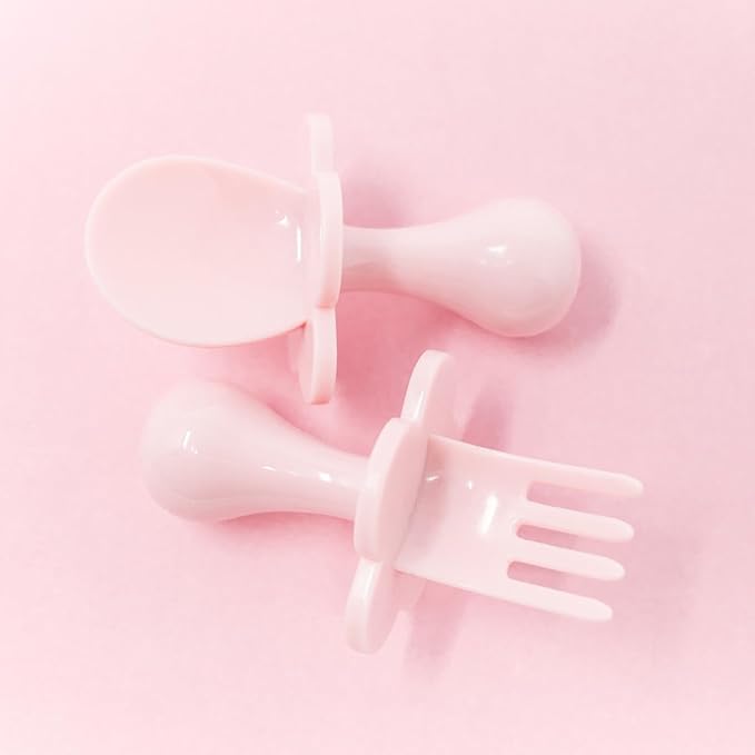 Grabease Toddler Utensils Baby Utensils Baby Forks for Self Feeding, BPA-Free & Phthalate-Free for Baby & Toddler, 1 Set, Blush