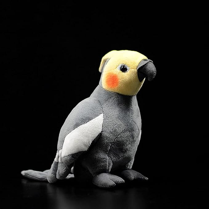 ZHONGXIN MADE Cockatiel Plush Toy Set - 2pcs Simulation Yellow and Grey Parrot Stuffed Animal, Cute Little Bird Doll as Gift for Your Friends 7 Inch