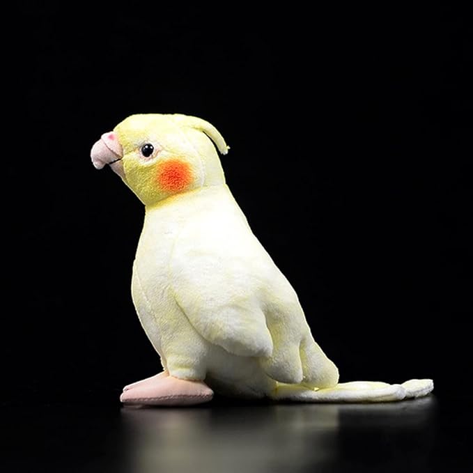 ZHONGXIN MADE Cockatiel Plush Toy Set - 2pcs Simulation Yellow and Grey Parrot Stuffed Animal, Cute Little Bird Doll as Gift for Your Friends 7 Inch