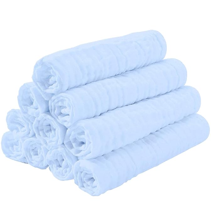 Yoofoss Muslin Burp Cloths for Baby 10 Pack 100% Cotton 20''X10'' Super