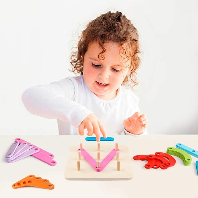 Coogam Wooden Letter Number Construction Puzzle Educational Stacking Blocks Toy Set Shape Color Sorter Pegboard Activity Board Sort Game for Kids Gift Preschool Learning STEM Toy