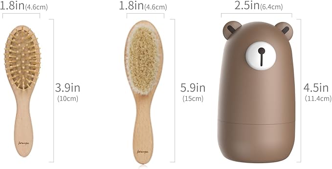 6-in-1 Baby Grooming Set, Natural Wooden Hairbrush and Comb, Nail Clippers,Nail Scissors, Nail File and Tweezers for Kids and Newborns in Nice Gift Box
