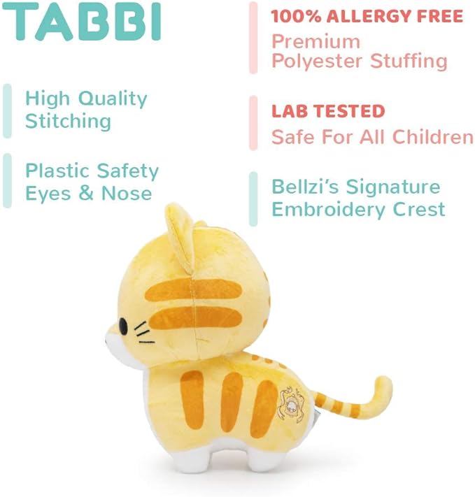 Bellzi Tabby Cat Cute Stuffed Animal Plush Toy - Adorable Soft Orange and White Cat Toy Plushies and Gifts