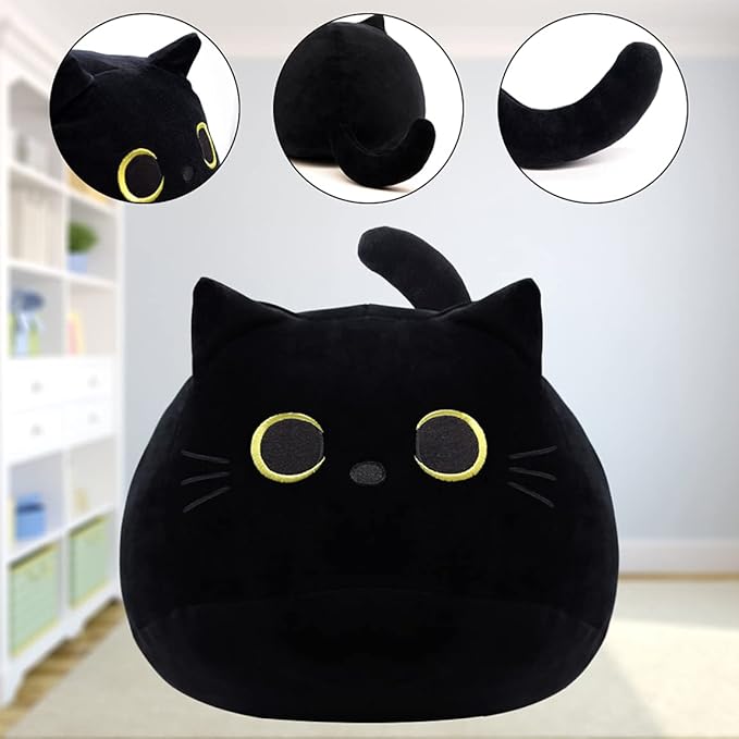 iBccly Black Cat Plush Toy: Soft, Stuffed Animal Pillow