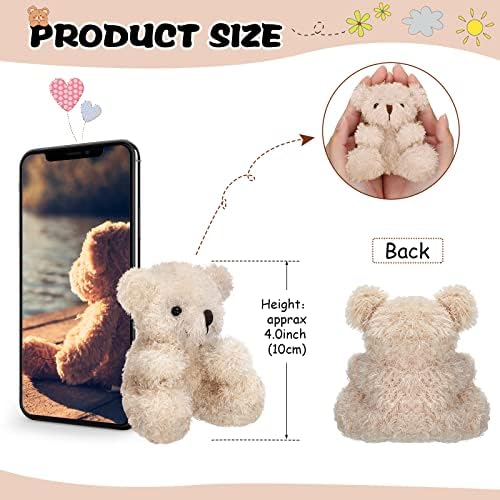 Chivao 20 Pcs Mini Plush Bears 4'' Small Bear Bulk Stuffed Animal Toys Tiny Soft Bear Doll Present Stuffers for Keychain Baby Shower Party Favors Supplies Wedding Party(Brown, Apricot