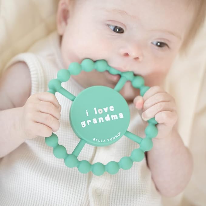 Bella Tunno Happy Teether – Soft & Easy Grip Baby Teether Toy, Silicone Teether Ring to Help Soothe Gums, Non-Toxic and BPA Free, I Love Grandma