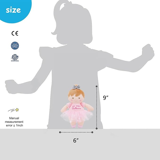 9" Soft Ballerina Baby Doll Freya - Adorable My First Baby Doll for Infants
