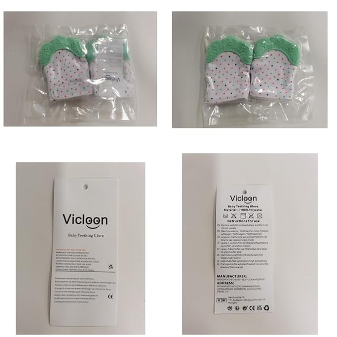 2Pack Silicone Teething Mitt, Soothing Infant Teething Mitten Pain Relief 0-12 Months