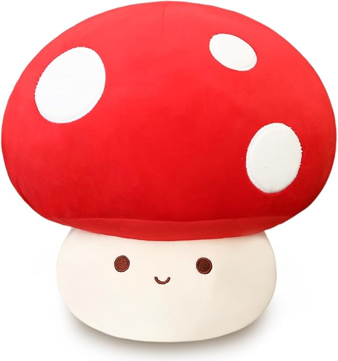 Kawaii Plush Mushroom Toy Pillow, Cute Plushies Mushroom Doll Gift for Kids(Red 23cm/9in)