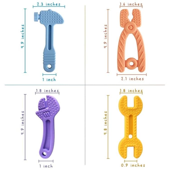 Chuya Baby Teether Toys, Baby Chew Toy for Babies 3-12 Months (4 Pack)