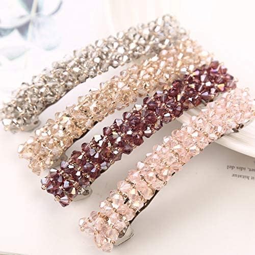 2Pcs Black Hair Clips, Handmade Rhinestone Barrettes Metal Hair Holders