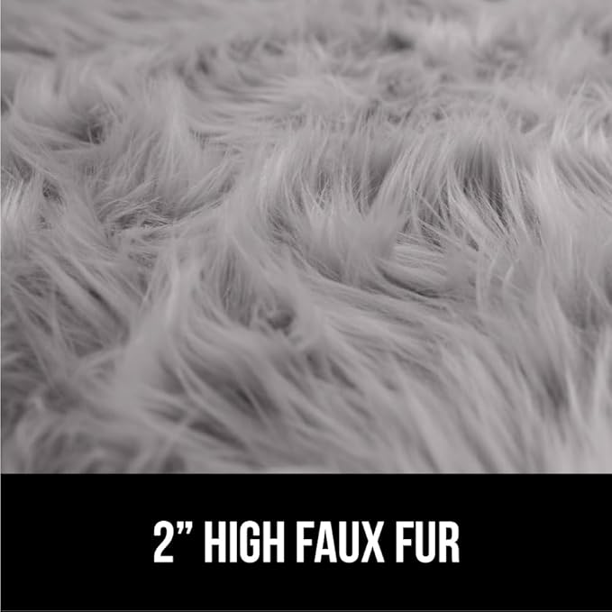 Gorilla Grip Fluffy Faux Fur Rug, Machine Washable Soft Furry Area Rugs, Rubber Backing, Plush Floor Carpets for Baby Nursery, Bedroom, Living Room Shag Carpet, Luxury Home Decor, 2x4, Gray