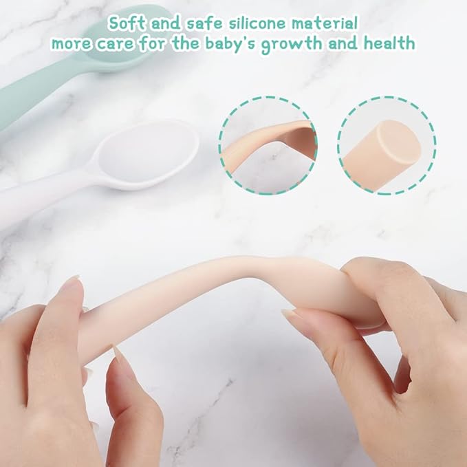 Vicloon Silicone Baby Feeding Spoons, 7 PCS Baby Spoons, First Stage Feeding Spoons for Infants, Silicone Baby Spoons Ultra-Durable & Chewproof, Silicone Feeding Spoons Dishwasher Safe,Baby Utensils