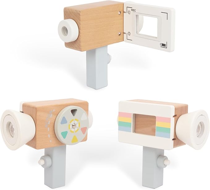 Wooden Mini Pretend Video Camera Toy for Toddlers 1 2 3 Years