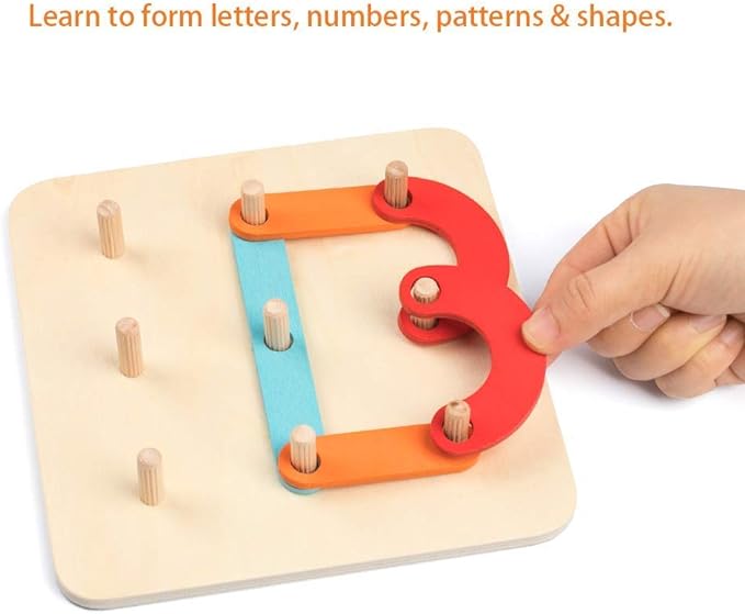 Coogam Wooden Letter Number Construction Puzzle Educational Stacking Blocks Toy Set Shape Color Sorter Pegboard Activity Board Sort Game for Kids Gift Preschool Learning STEM Toy