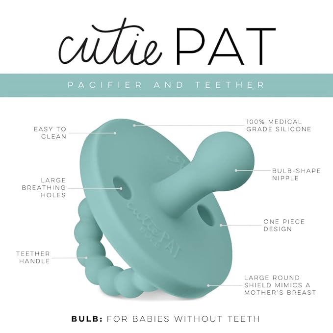 Ryan & Rose Cutie PAT Pacifier Teether (Bulb, Seaglass)