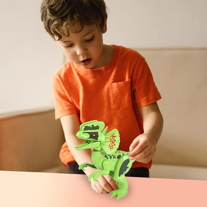 ArtCreativity Roaring Dilophosaurus Dinosaur Toy for Kids, Build Your Own Dinosaur Block Figure, Features Sounds and Includes Assembly Instructions, Dinosaur Birthday Party Supplies for Kids