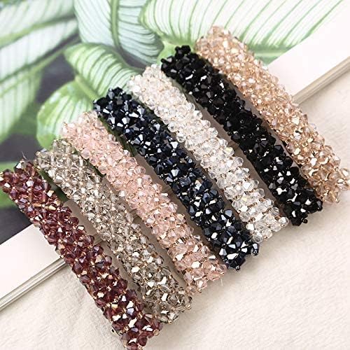 2Pcs Black Hair Clips, Handmade Rhinestone Barrettes Metal Hair Holders