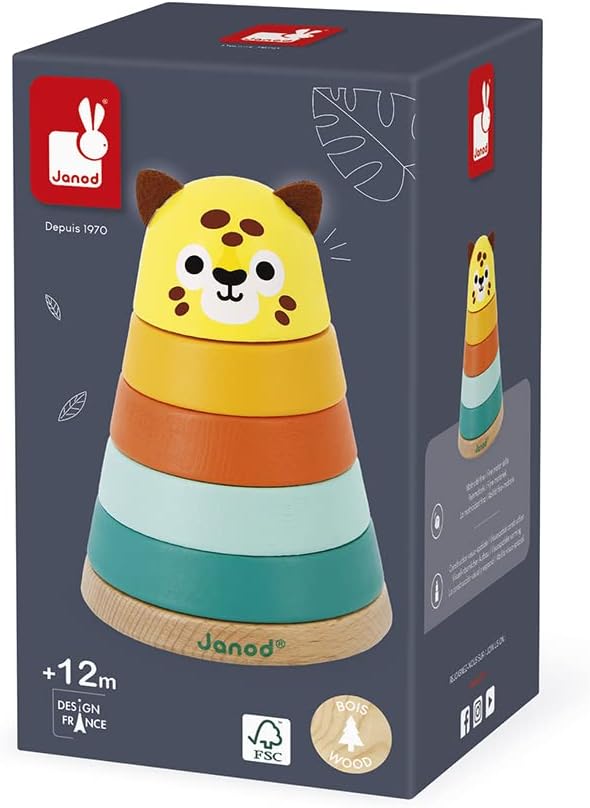 Janod - Tropik Jaguar Stacking Toy 5 Stackable 1 Year J08261