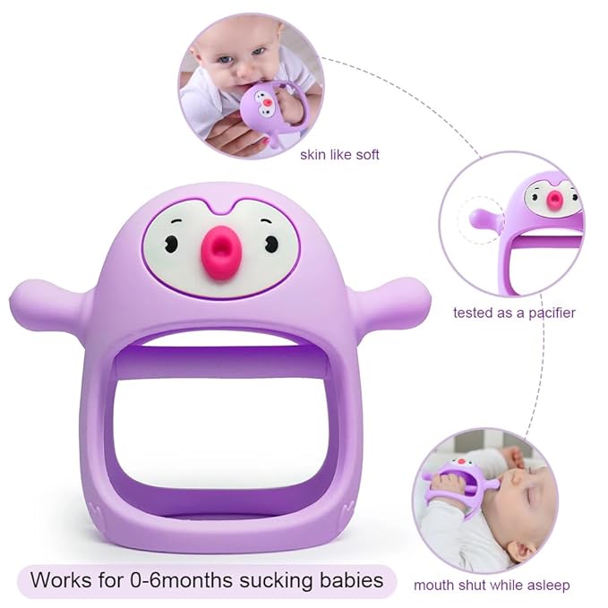 Smily Mia Smily Mia Penguin Teethers, Silicone TeethingToys for Babies 0-6Months 3-6Months, Hand