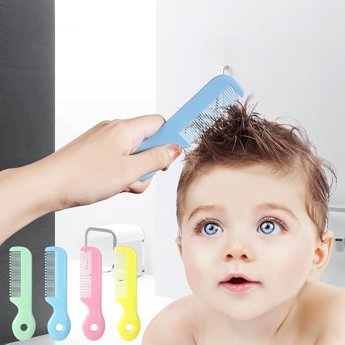 1 Pack Of 4 Round Colorful Tip Bristles Baby Cute Comb Baby Grooming For Sensitive Scalp Skin, for Nursery Newborn Infant Girl Boy Kids Comb Baby,Grooming and Healthcare Kits