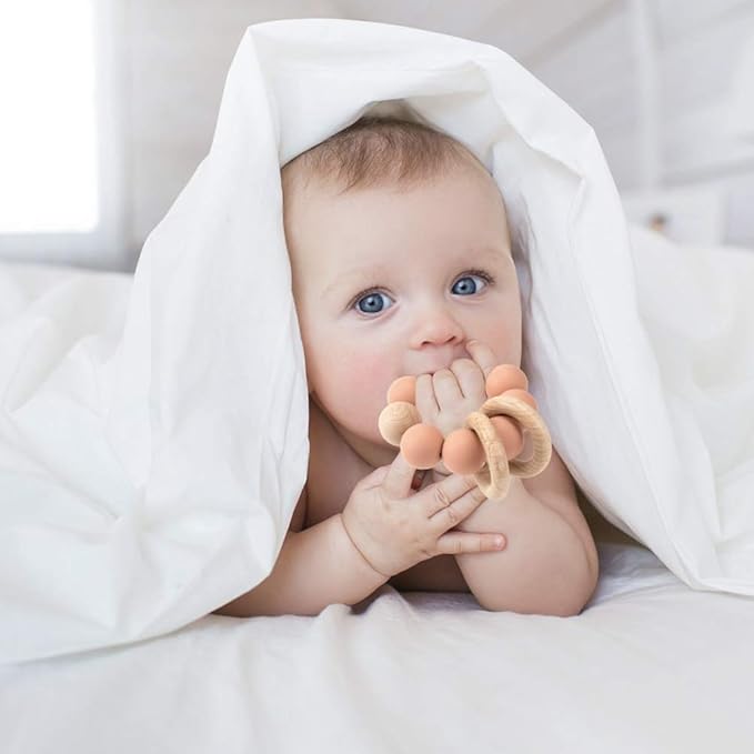 Silicone Baby Teether, Food Grade Silicone & Beech Baby Teething Toy