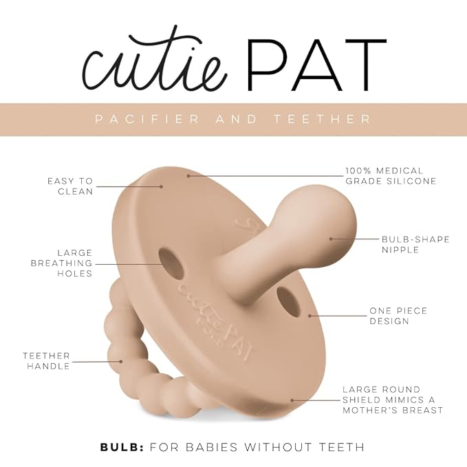 Ryan & Rose Cutie PAT Pacifier Teether (Bulb, Tan)