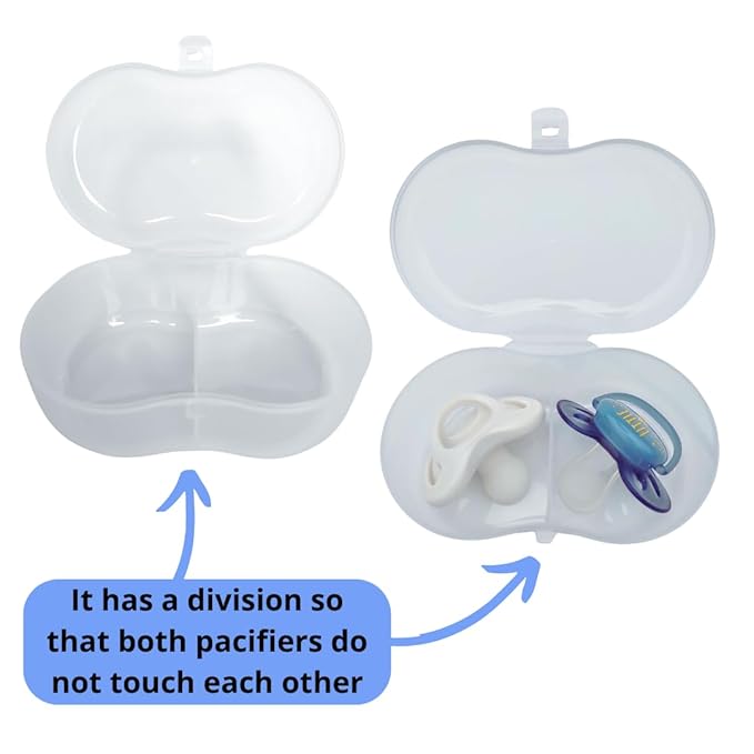 Pacifier Case Holder Storage 2 Pacifier with Division Transparent Portable