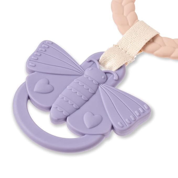 Itzy Ritzy Teething Activity Toy - Bitzy Busy Ring Infant Teething Toy Features Braided Ring & Dangling Toys, Includes Teether 0 Months